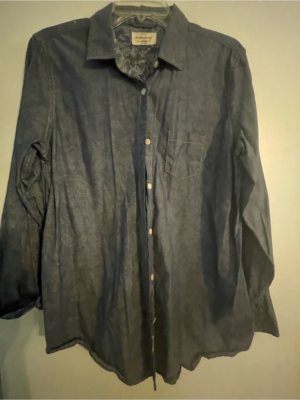 Weatherproof Dark Blue Long-Sleeve Button-Down Shirt